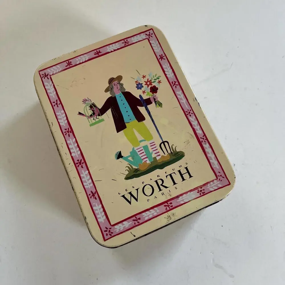 Vintage Worth Paris Tin Box, Mid-Century French Perfume Container